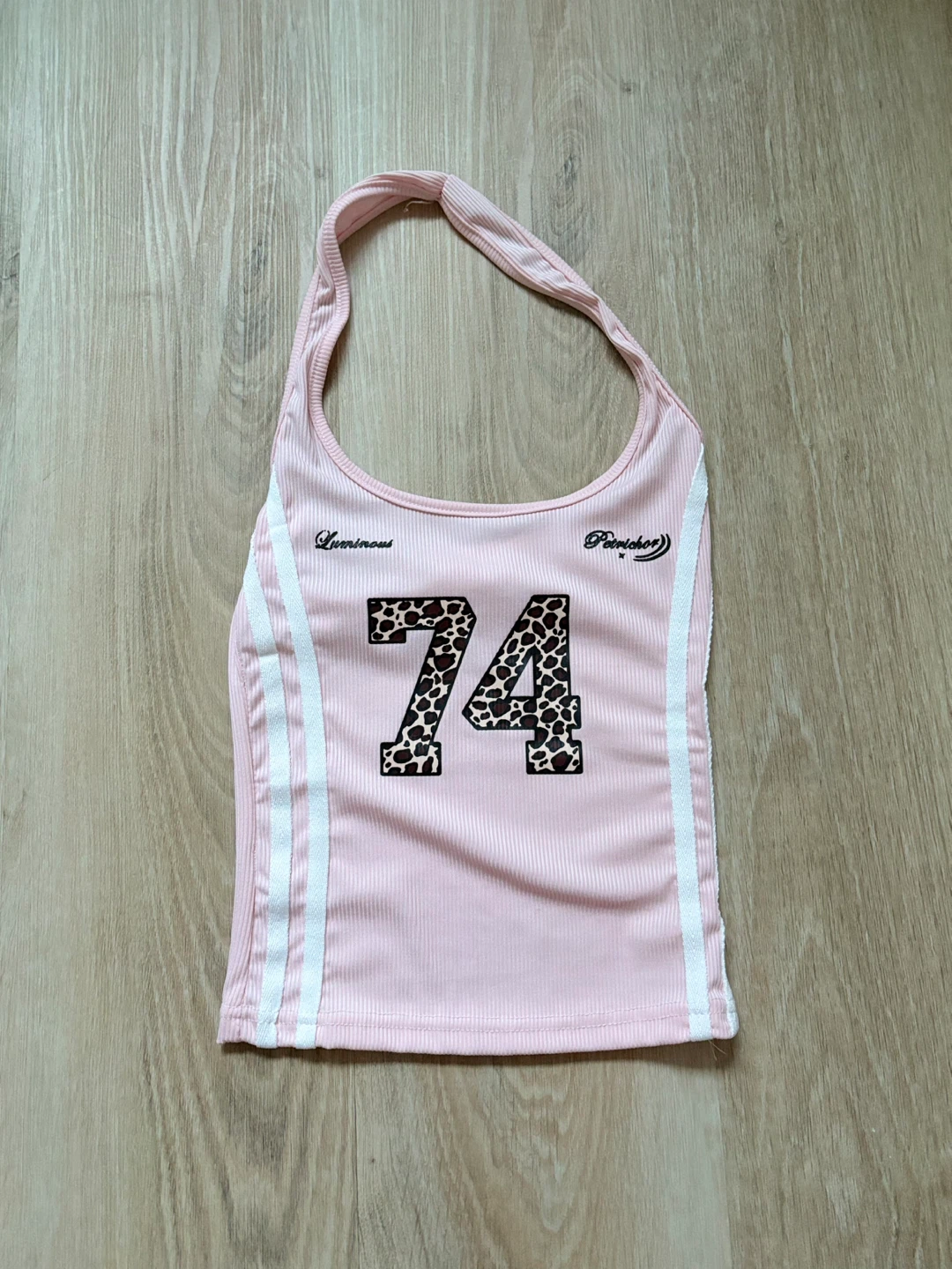 BRAND NEW Kids L/XXS - Y2K Pink Tank Top with '74' Graphic