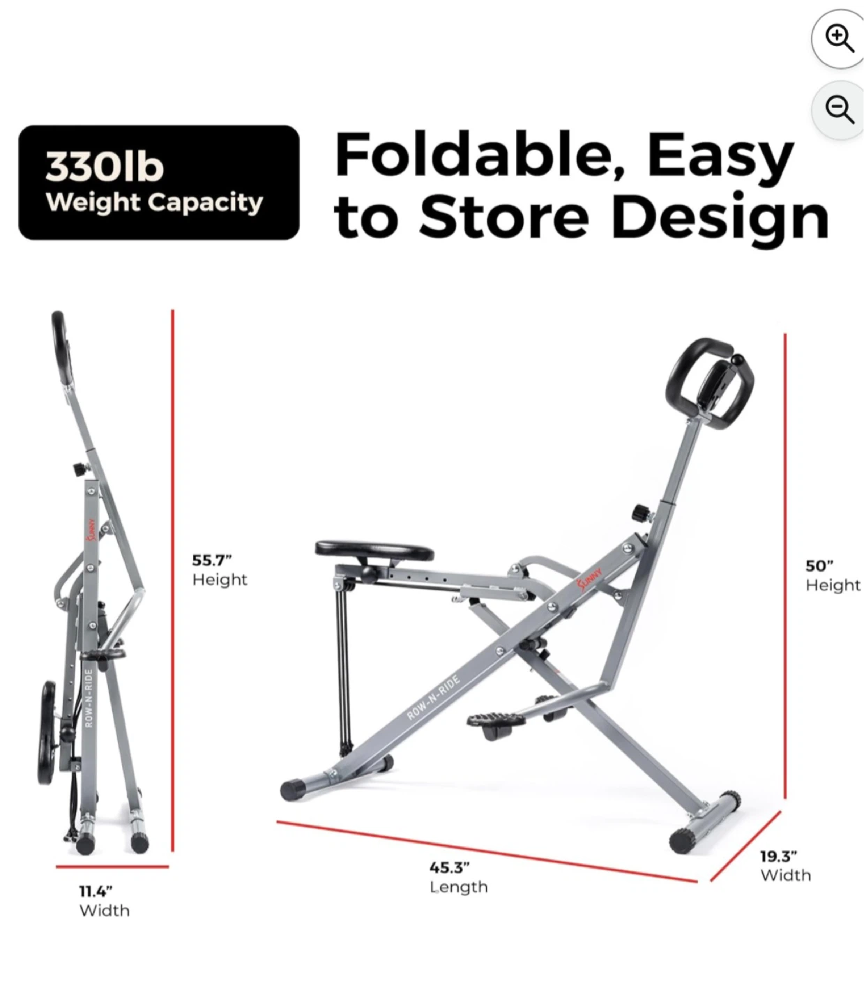 Sunny Health & Fitness Squat Assist Row-N-Ride Trainer - photo 3