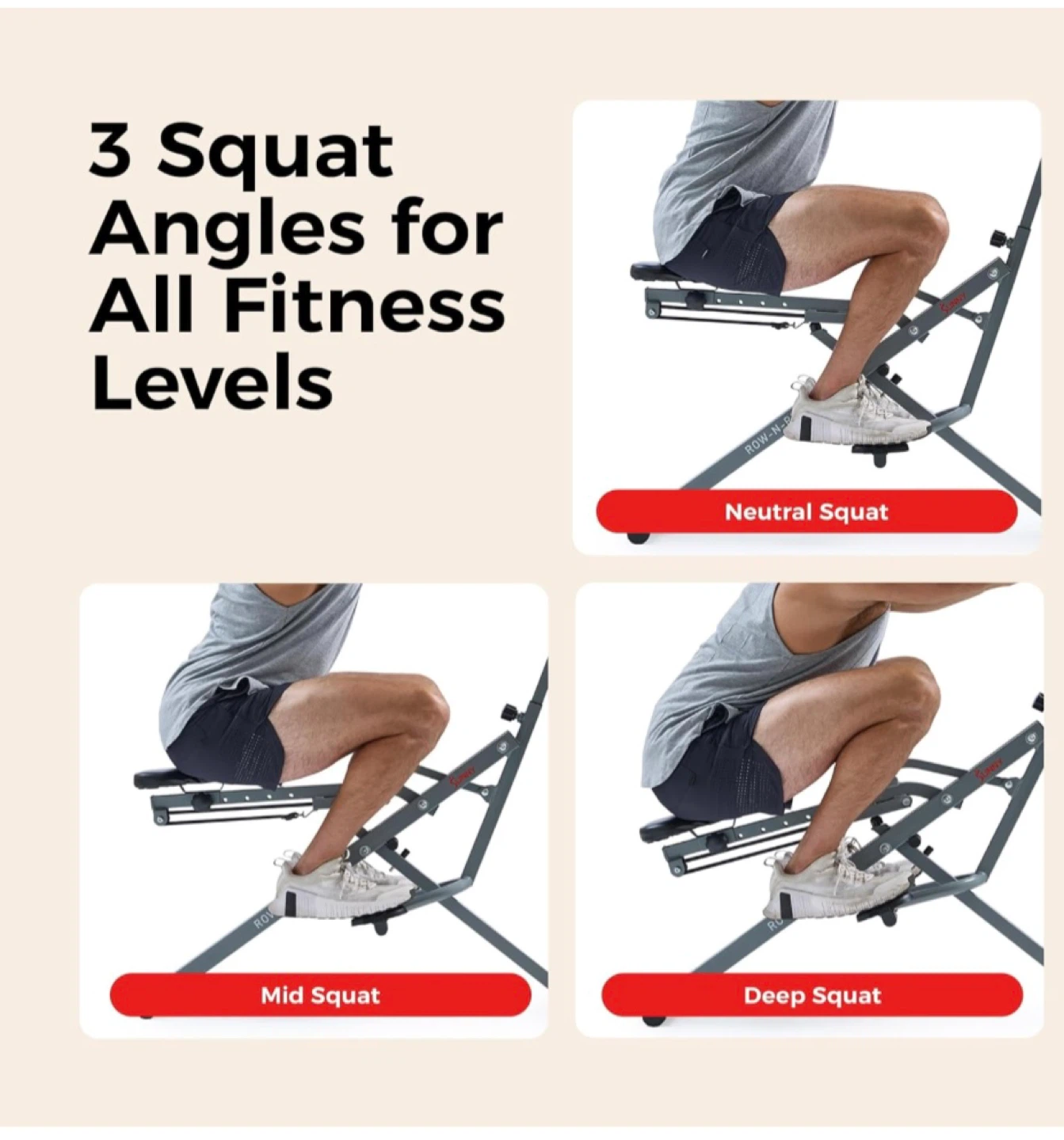 Sunny Health & Fitness Squat Assist Row-N-Ride Trainer - photo 2
