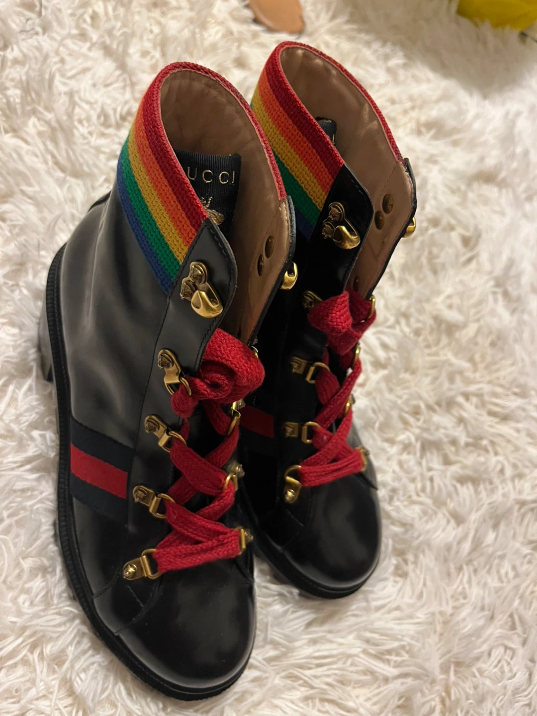 Gucci Black Leather Rainbow Accent Boots - photo 2