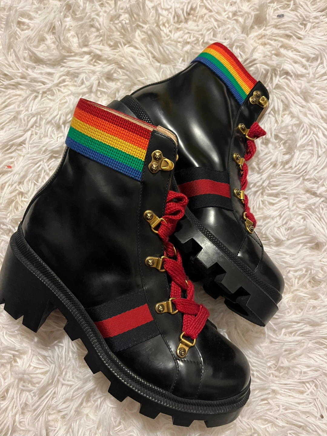 Gucci Black Leather Rainbow Accent Boots - photo 4