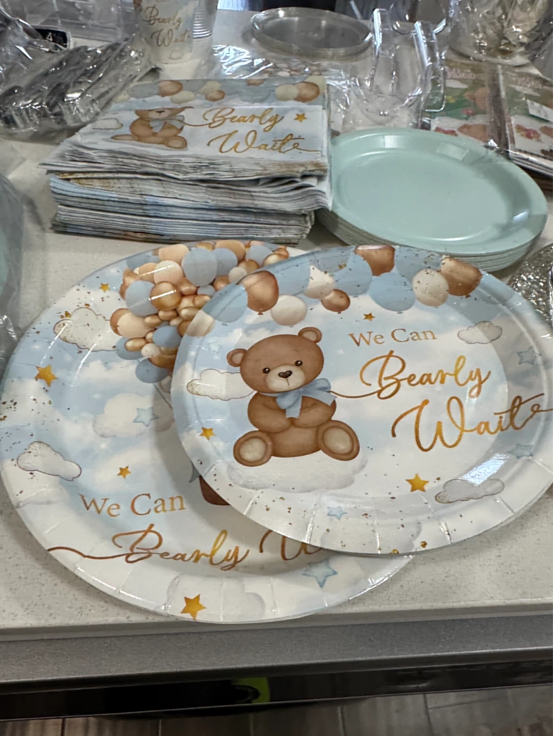 Baby Shower "Bearly Waits" Plates and Napkins Set