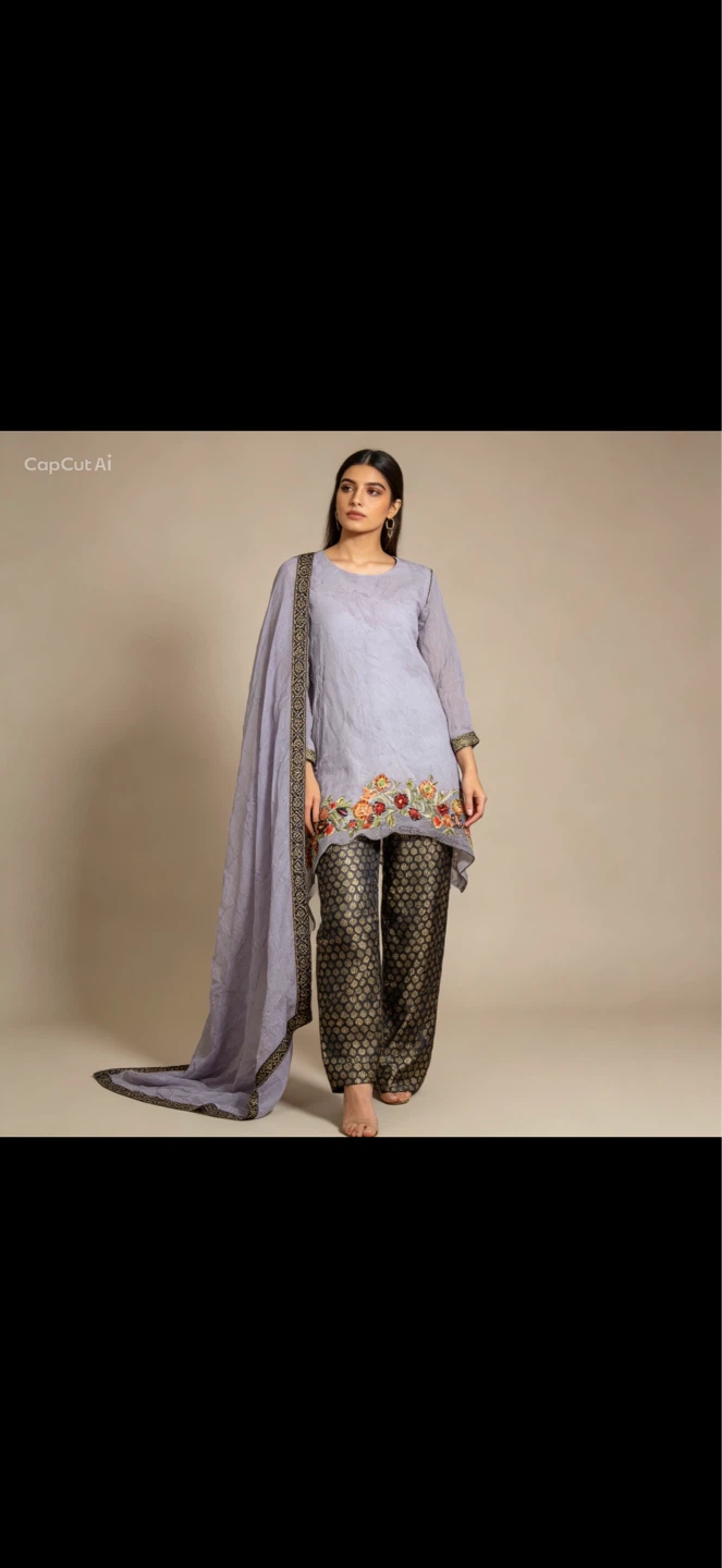Women's Embroidered Kurti and Pants Set