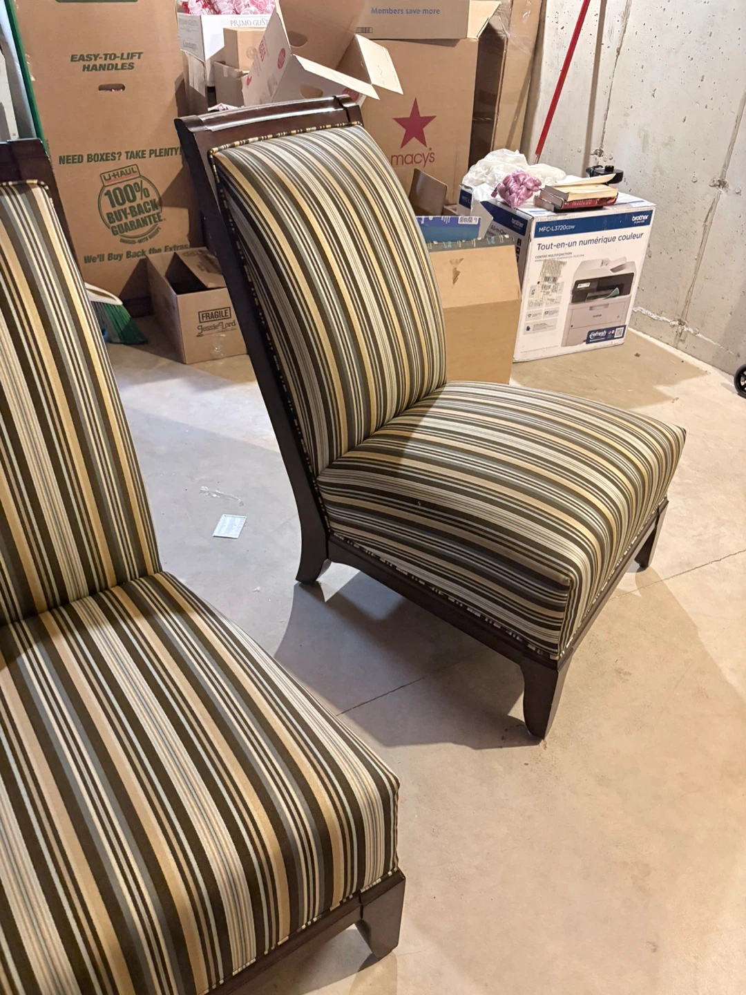 Striped Accent Chair with Wooden Frame - photo 2