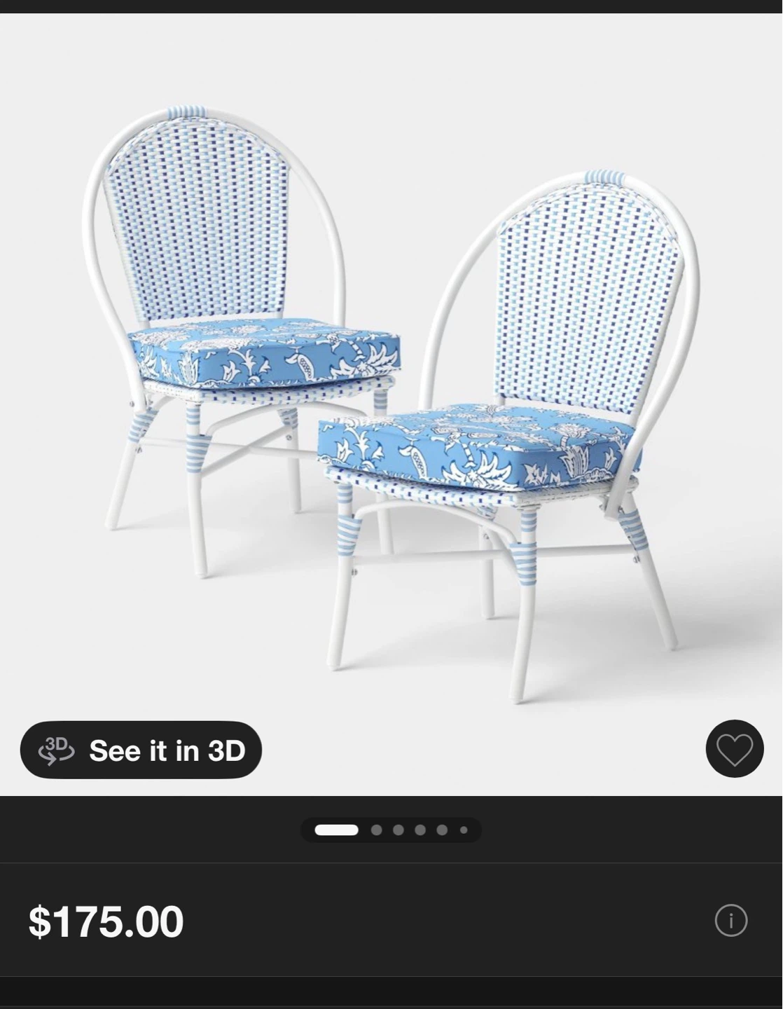 Roller Rabbit 2pk Floral Vines Patio Chairs - Blue