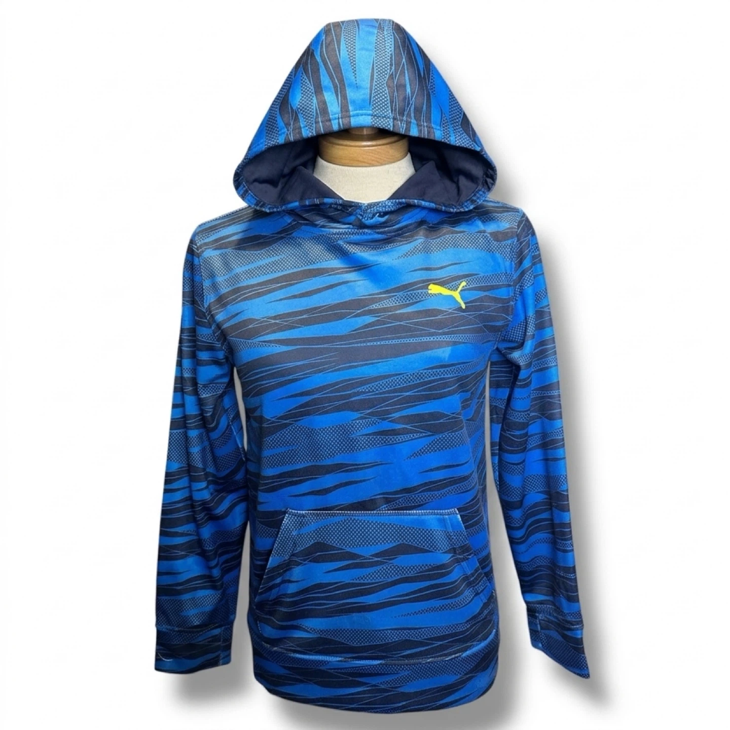 PUMA: Women’s Blue & Black Striped Hoodie, Bold Comfort - photo 2