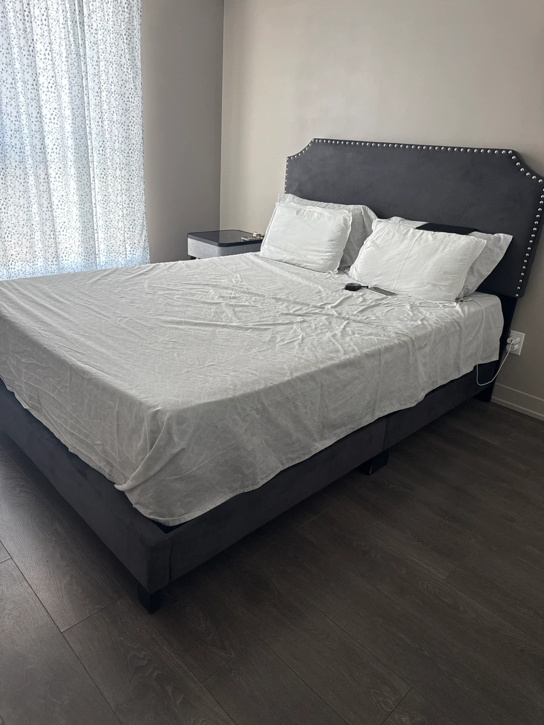 Dark Grey Upholstered Bed Frame