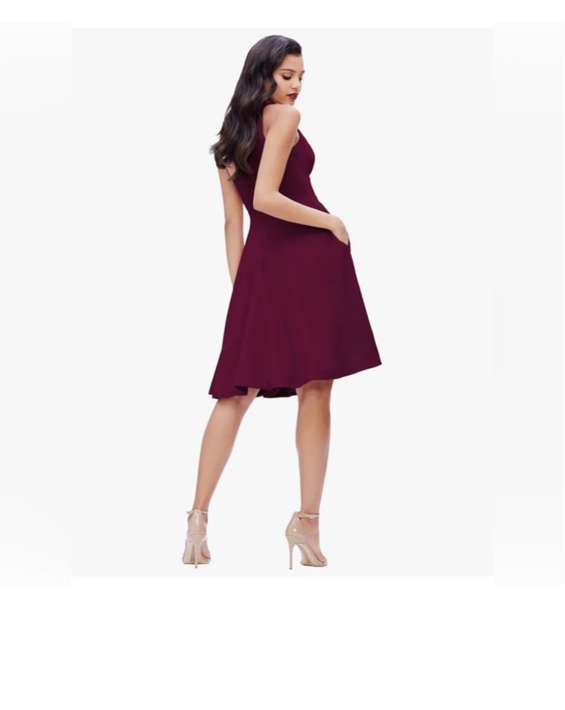 Dress the Population Burgundy Midi Dress - med - photo 4