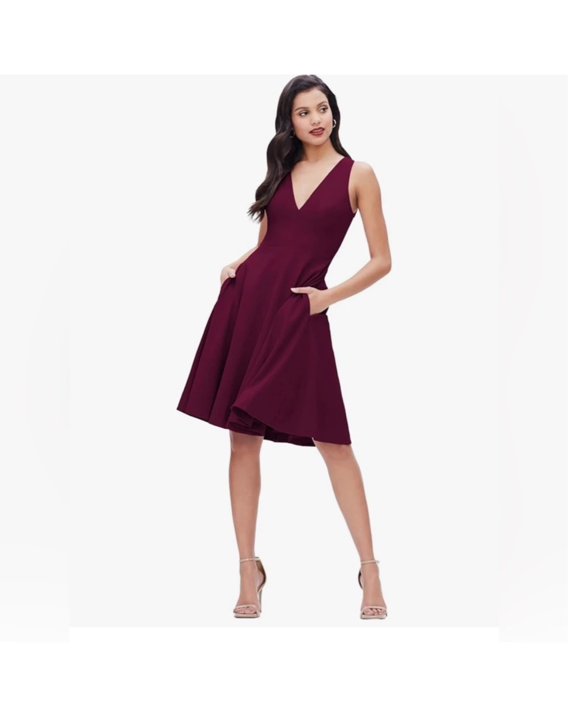 Dress the Population Burgundy Midi Dress - med - photo 2
