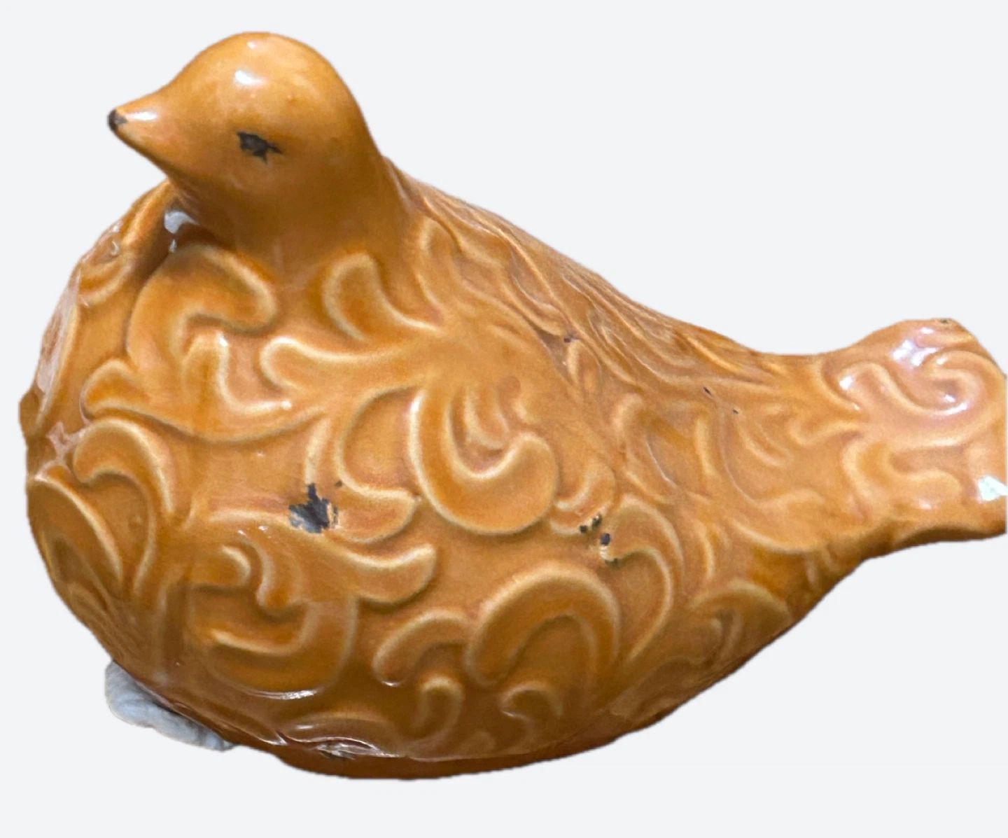 Orange Ceramic Bird Figurine