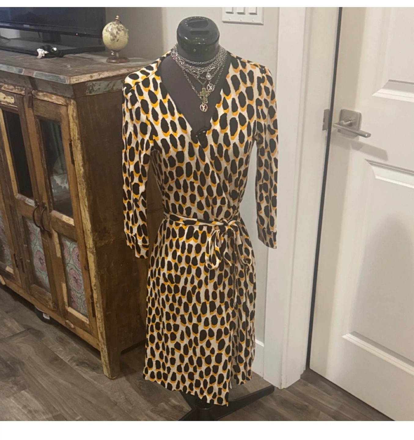 vintage dvf silk leopard print wrap dress