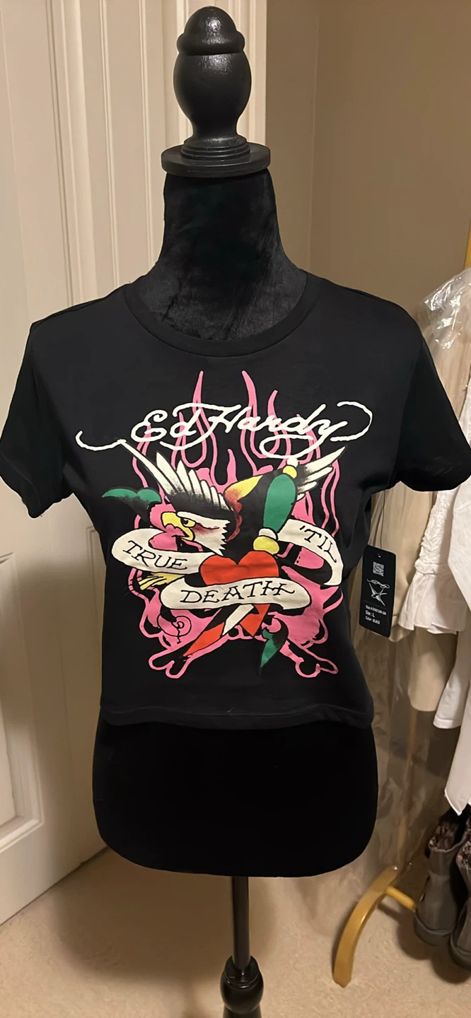 Ed Hardy Black Graphic crop T-Shirt - photo 3