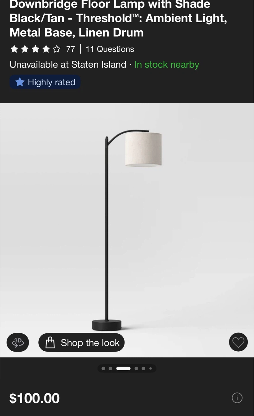 Threshold Downbridge Floor Lamp with Black/Tan Shade
