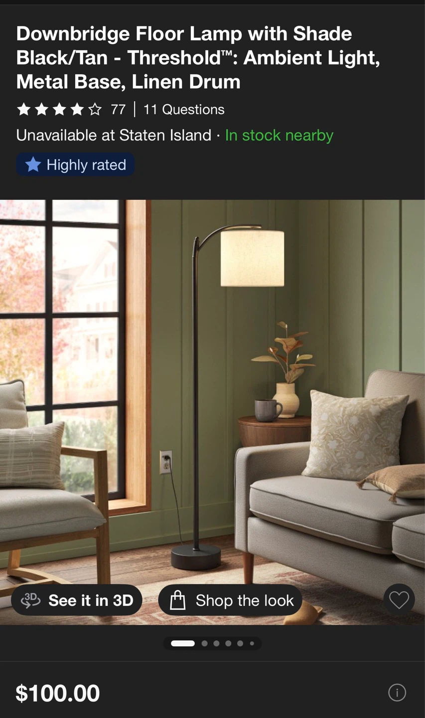 Threshold Downbridge Floor Lamp with Black/Tan Shade - photo 2