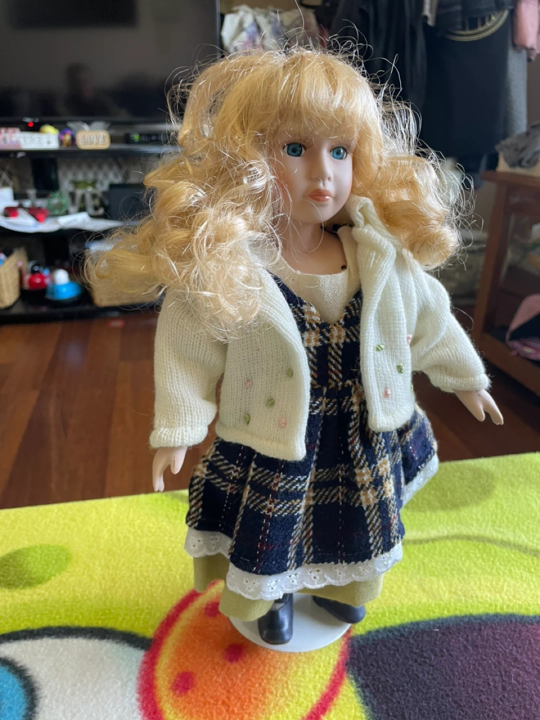 Porcelain Doll with Blonde Hair