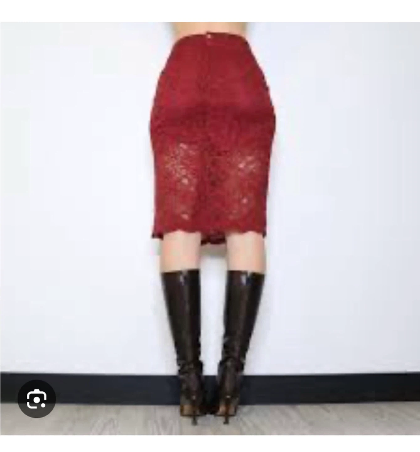 Ganni red lace skirt - small