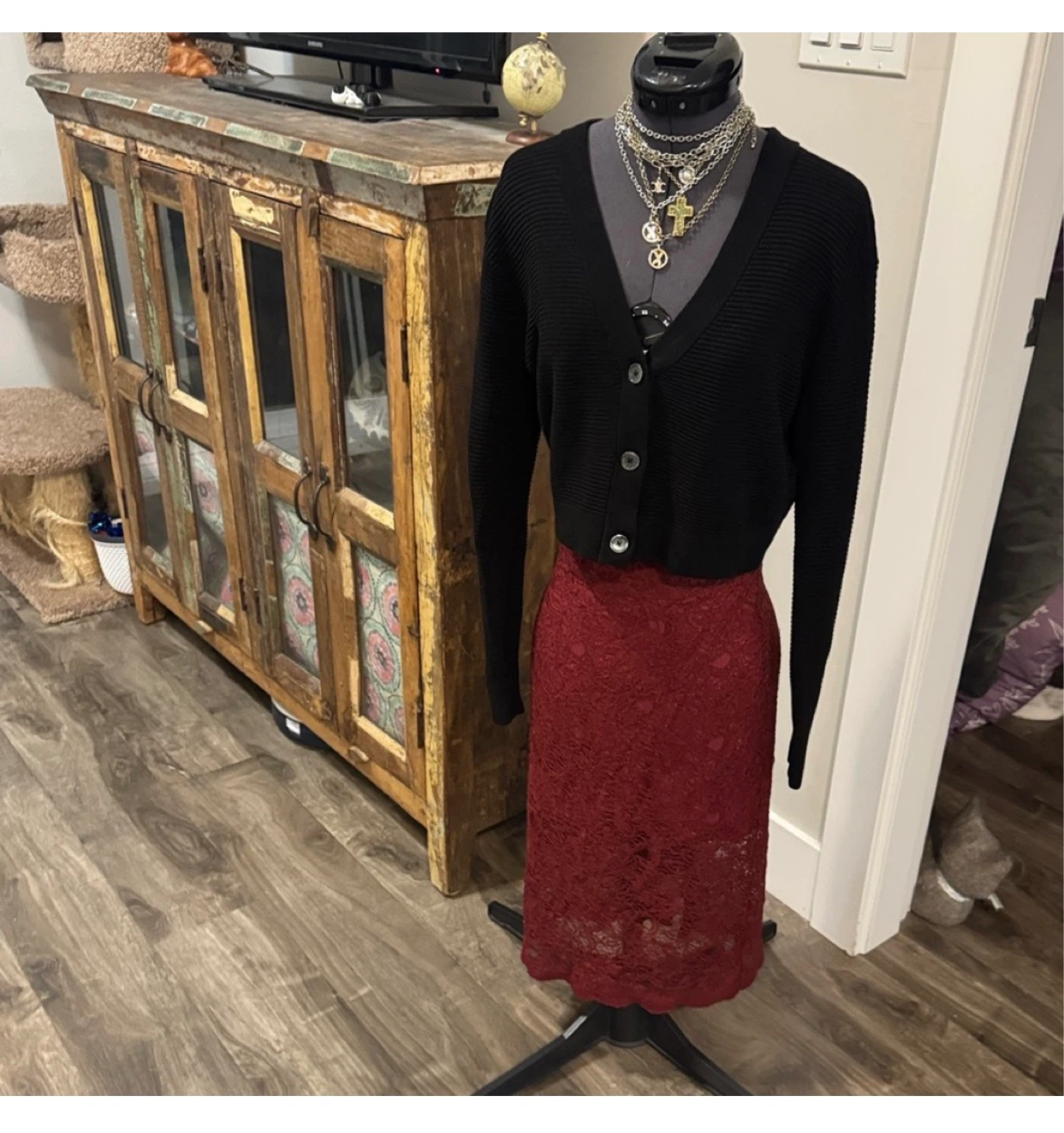 Ganni red lace skirt - small - photo 5