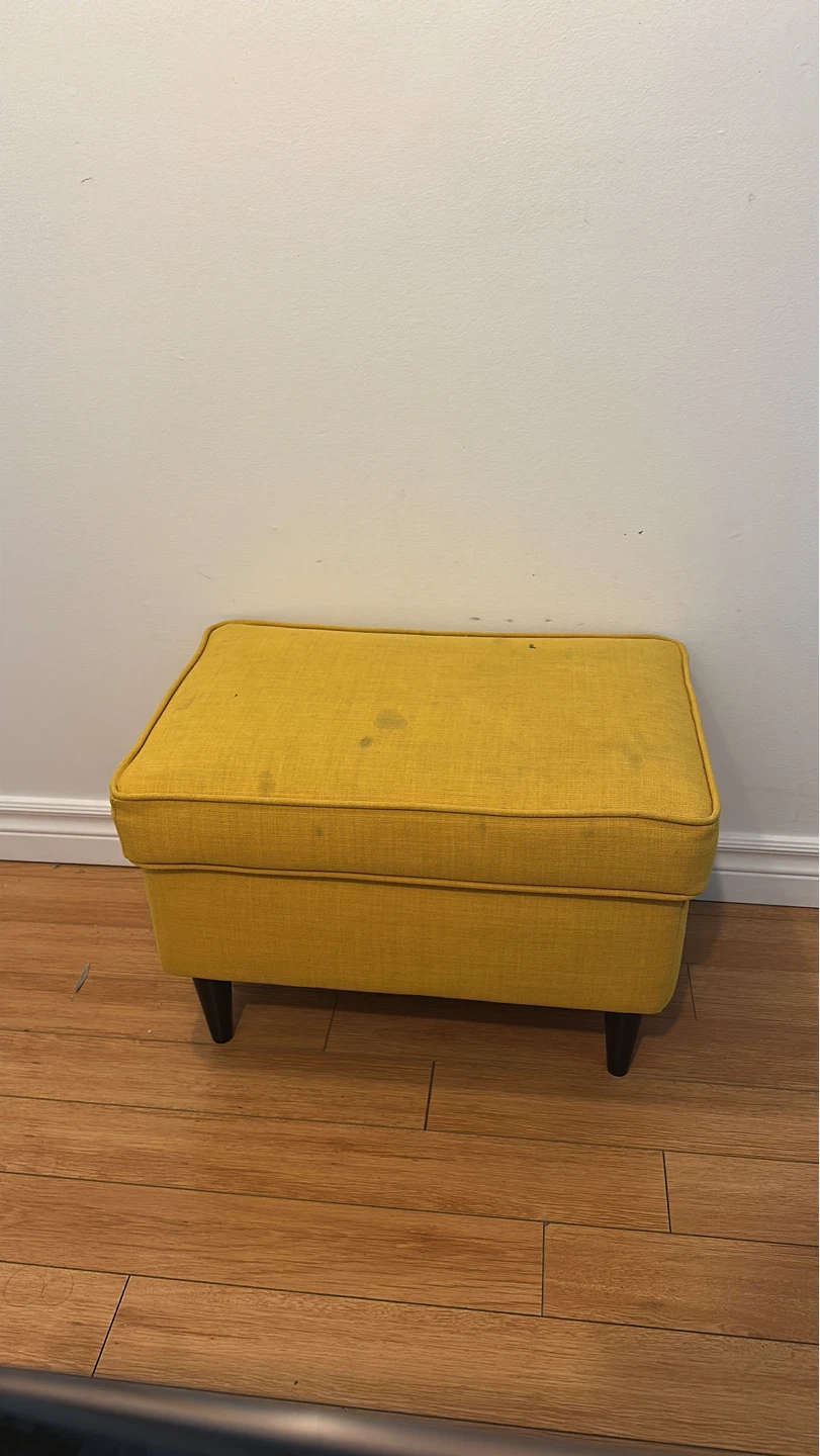 Yellow Fabric Ottoman Footrest