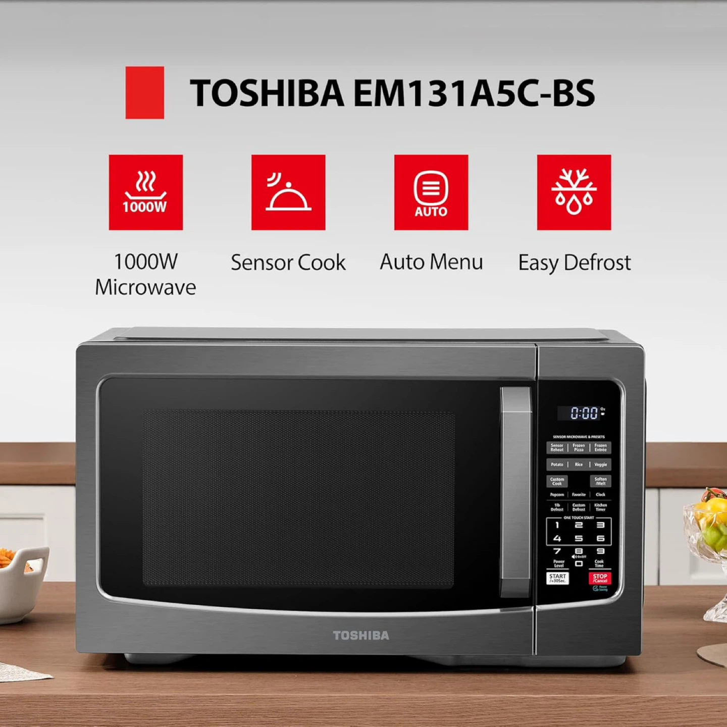 TOSHIBA EM131A5C-BS 1.1 Cu. Ft. Countertop Microwave Oven