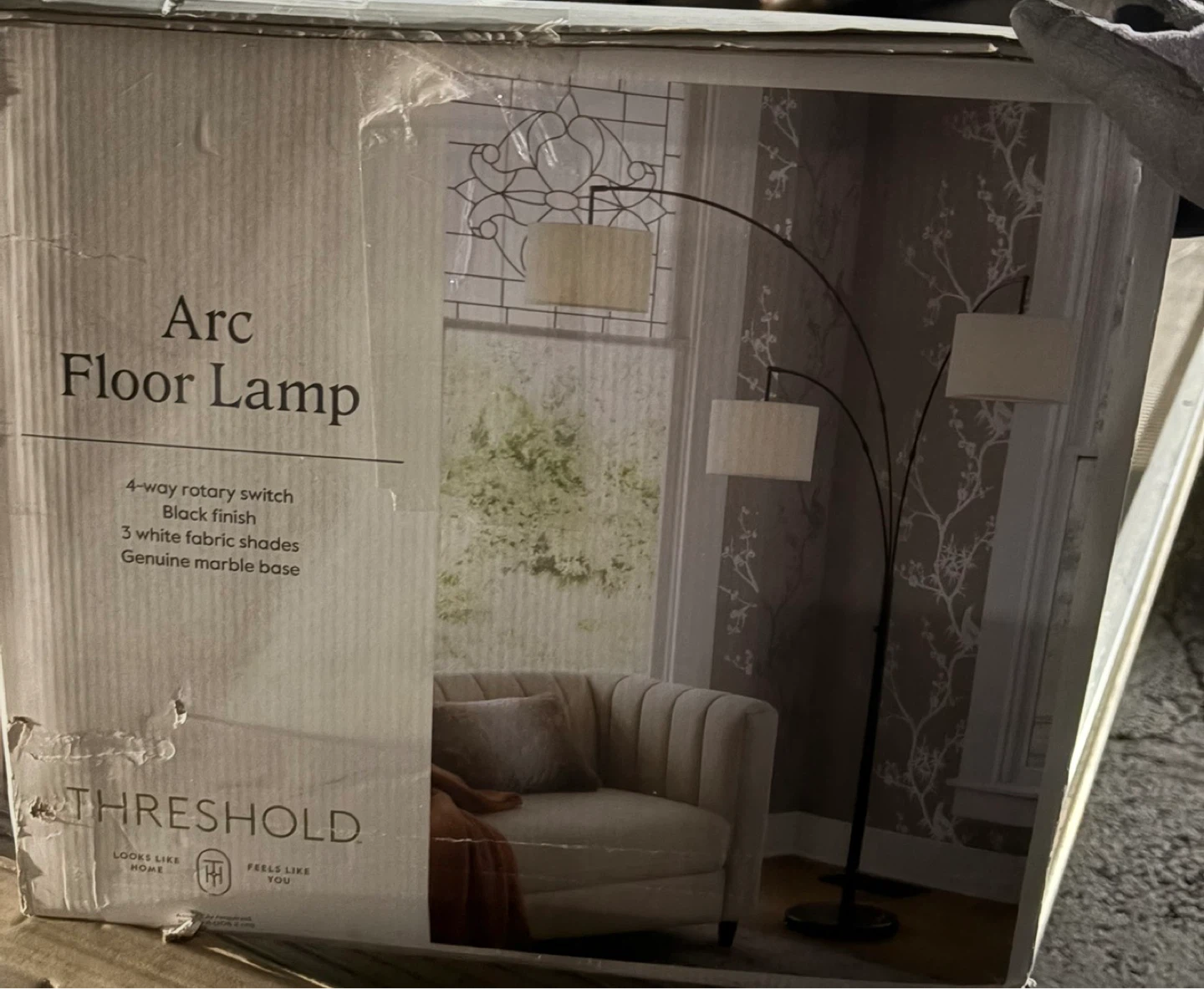 Threshold Arc Floor Lamp with 3 White Fabric Shades - photo 3