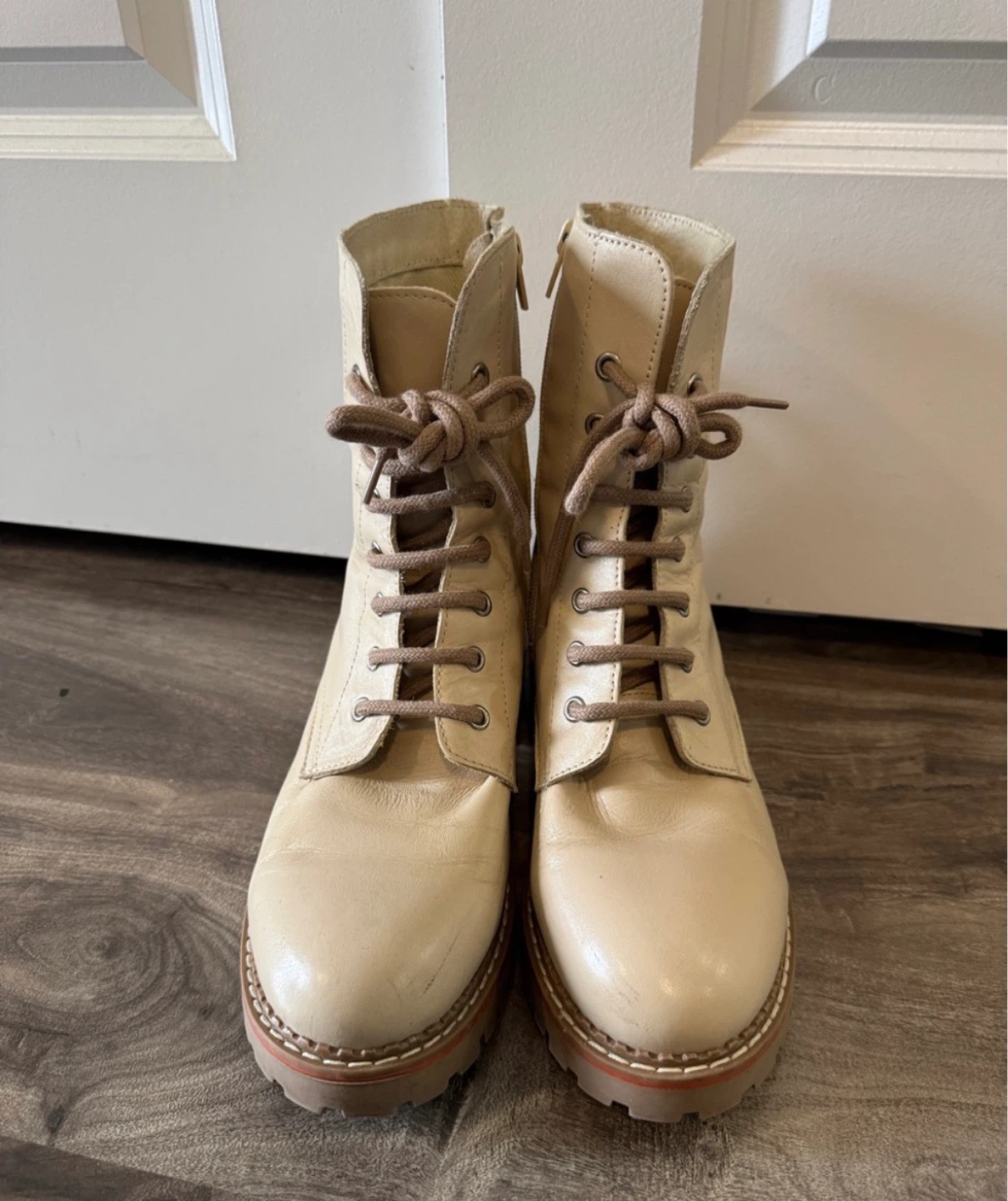 Bertuchi cream color leather combat boots - size 9/40 - photo 4