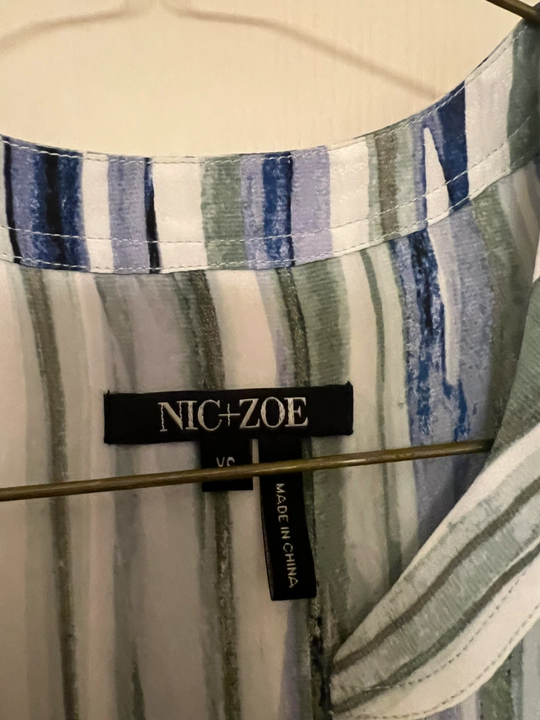 NIC+ZOE Women's Multicolor Striped V-Neck Blouse Size L - photo 2