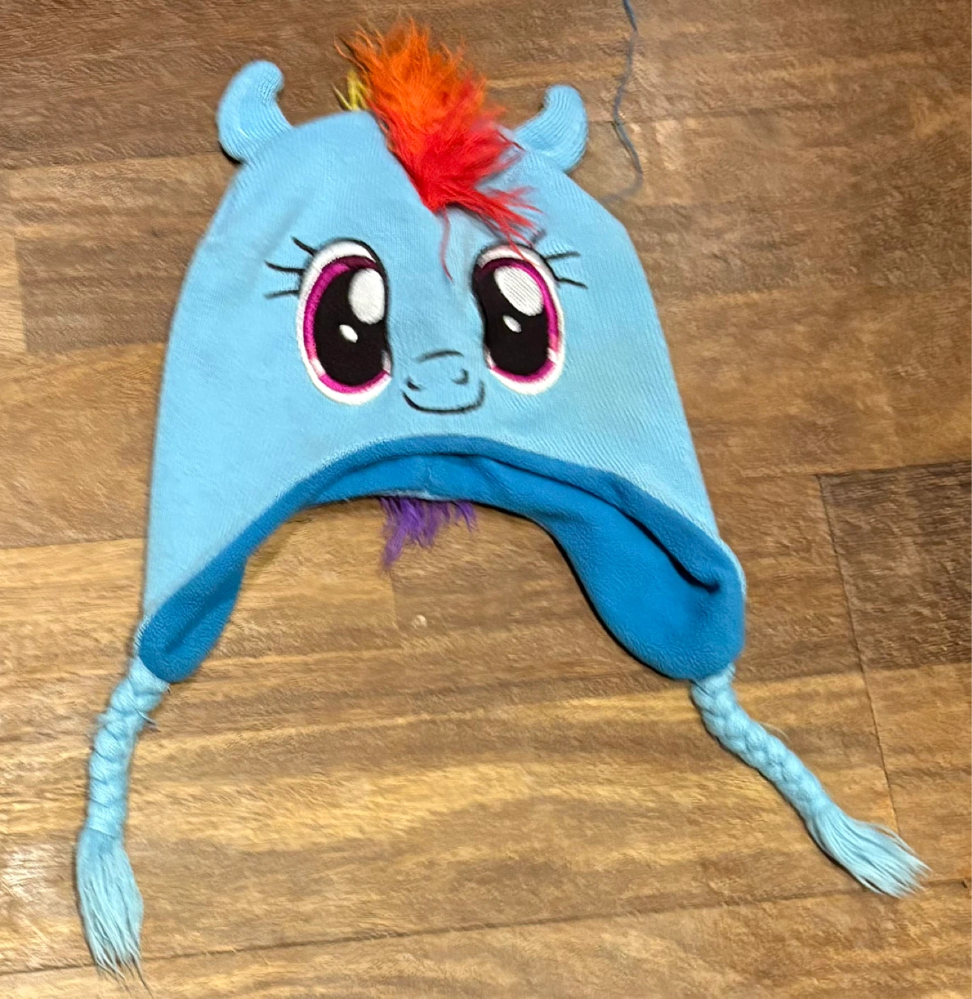 Blue My Little Pony Fleece Hat with Braids
