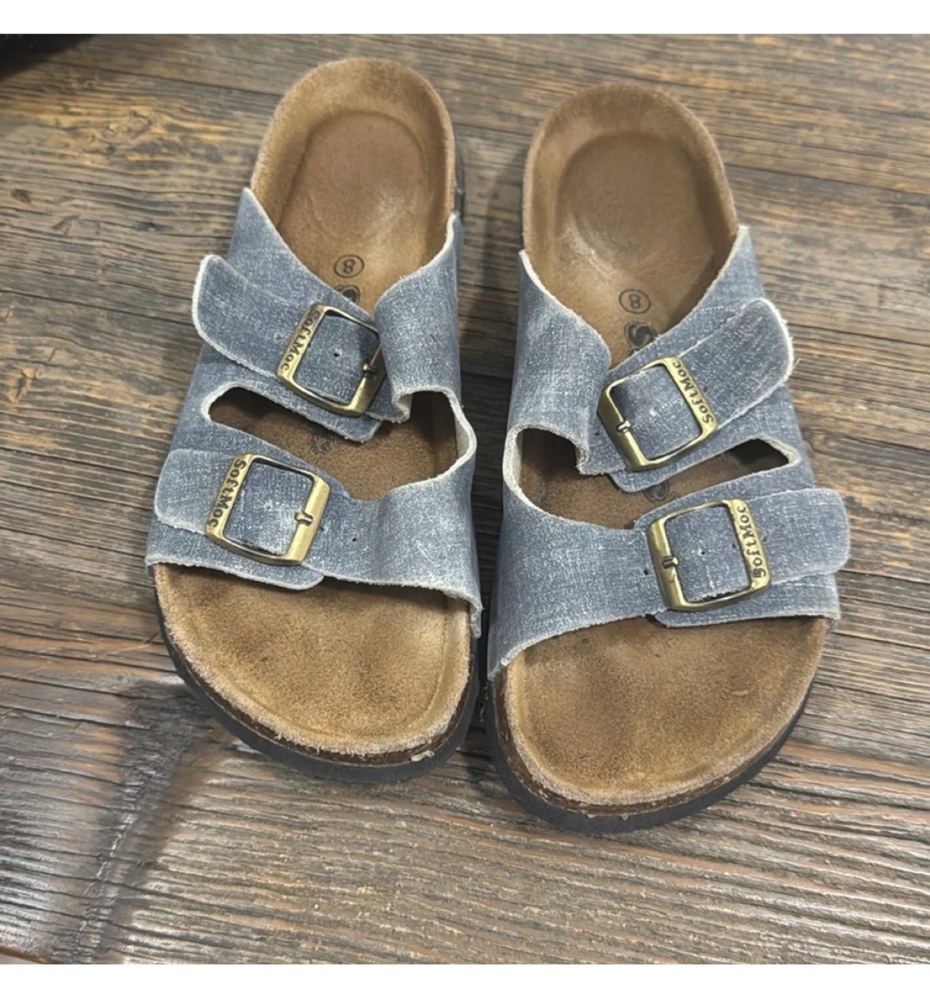 Softmoc Denim Blue Slide Sandals - size 8 - photo 4