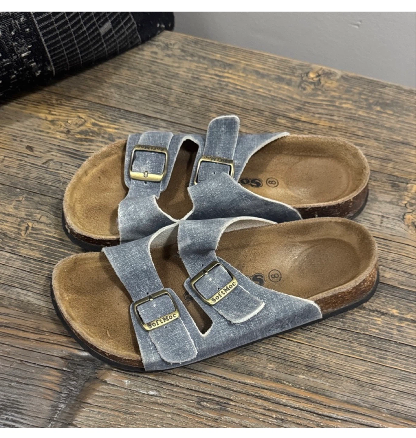 Softmoc Denim Blue Slide Sandals - size 8 - photo 2