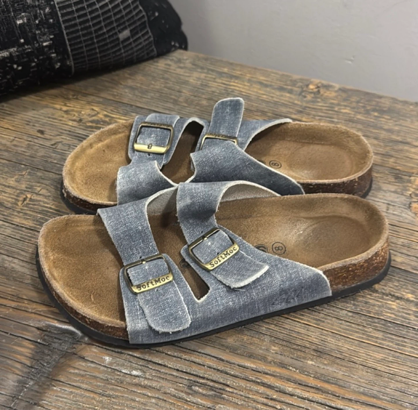 Softmoc Denim Blue Slide Sandals - size 8 - photo 3