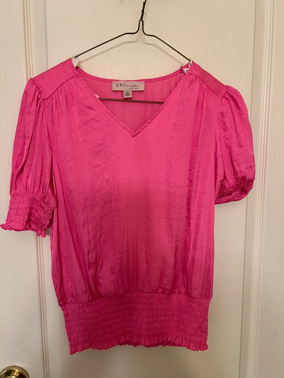 Philosophy Republic Pink Smocked Waist Top