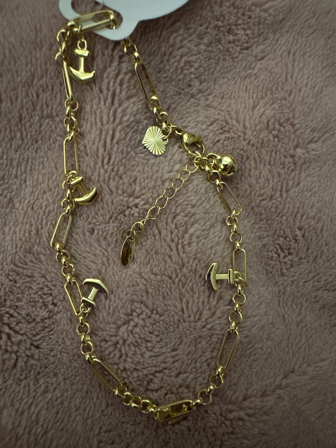 Gold Anchor Charm Bracelet