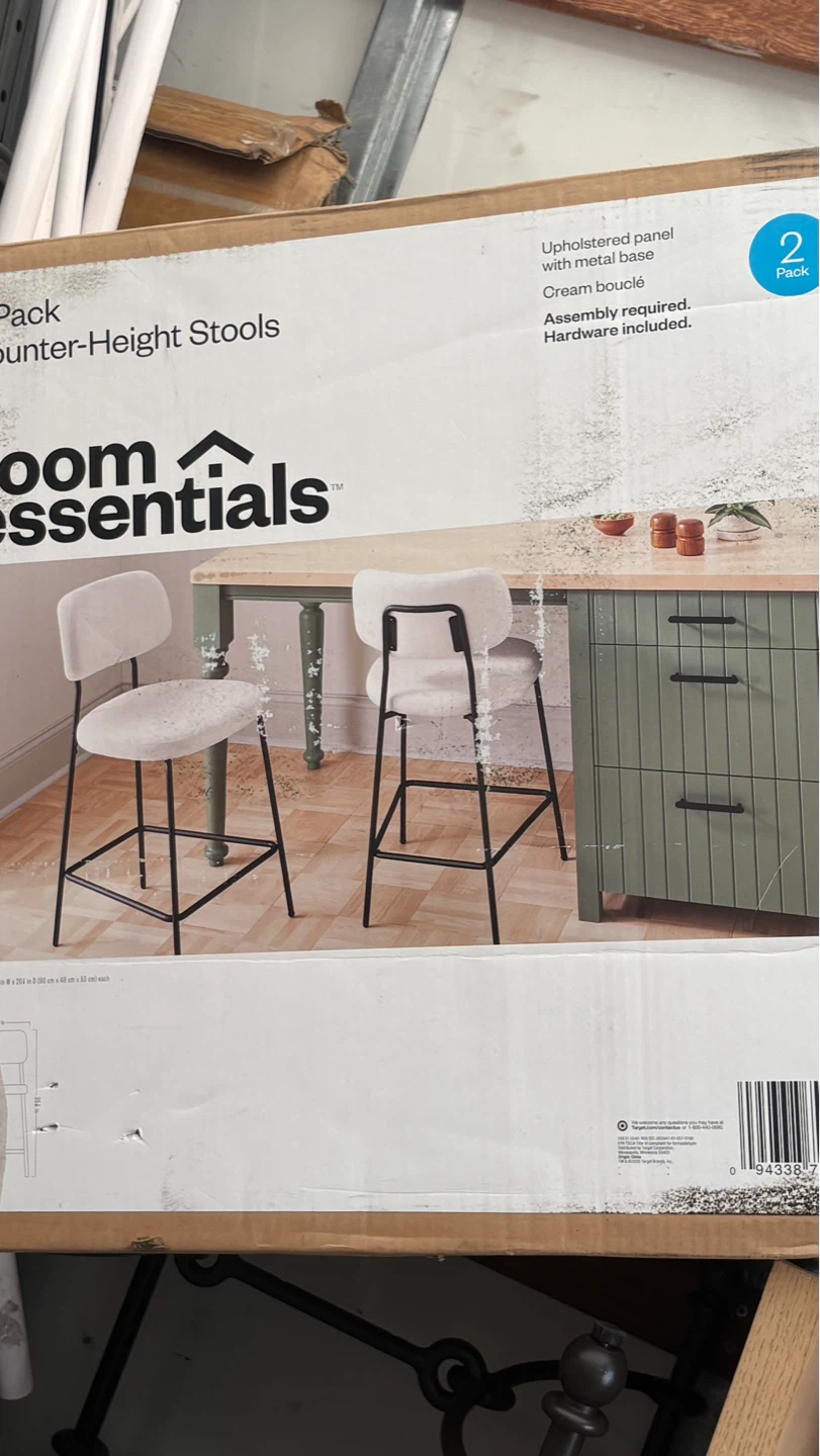 Room Essentials Counter-Height Stools (2 Pack) - Cream Bouclé - photo 3