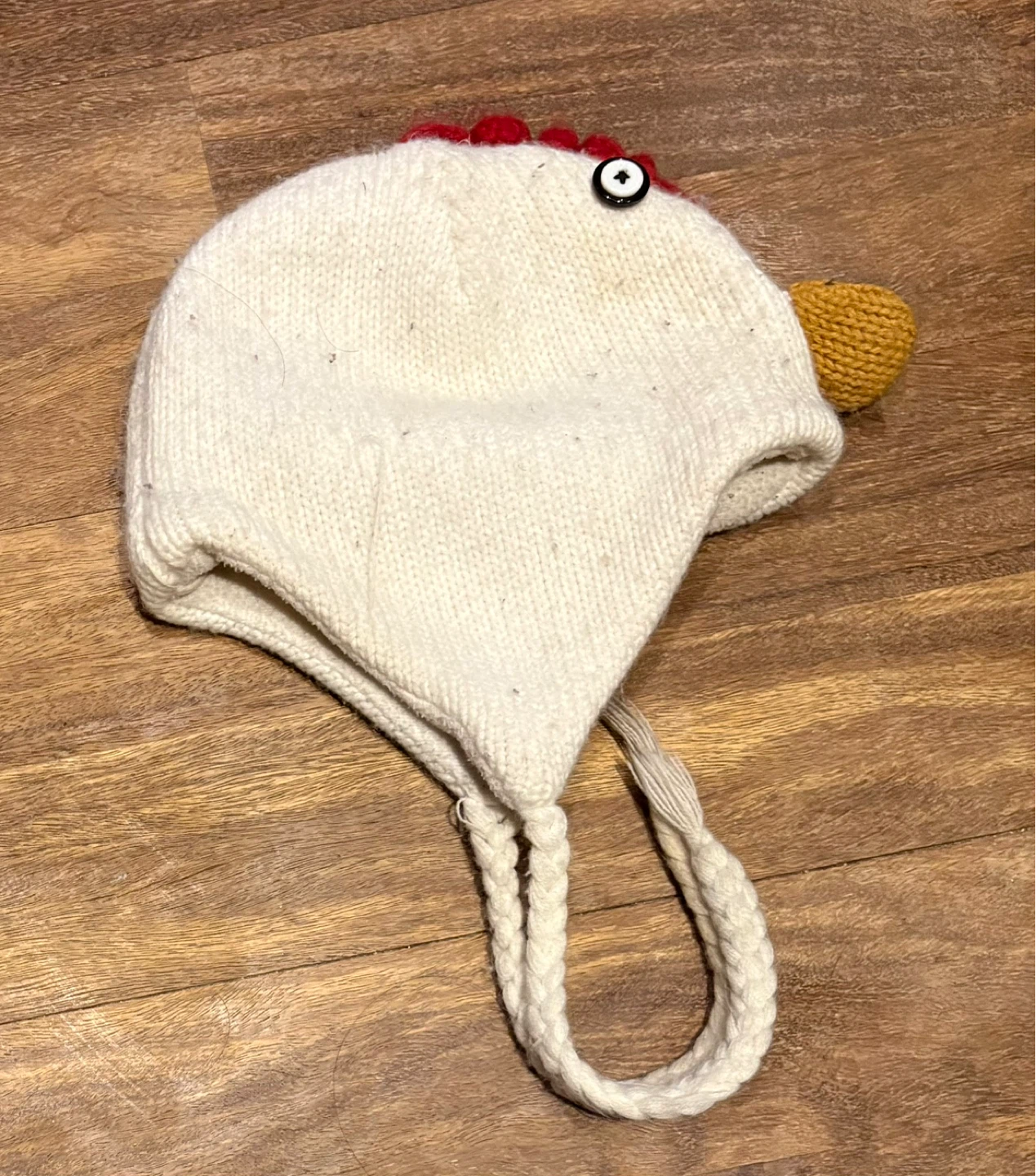 White Chicken Knit Hat with Ear Flaps - photo 2