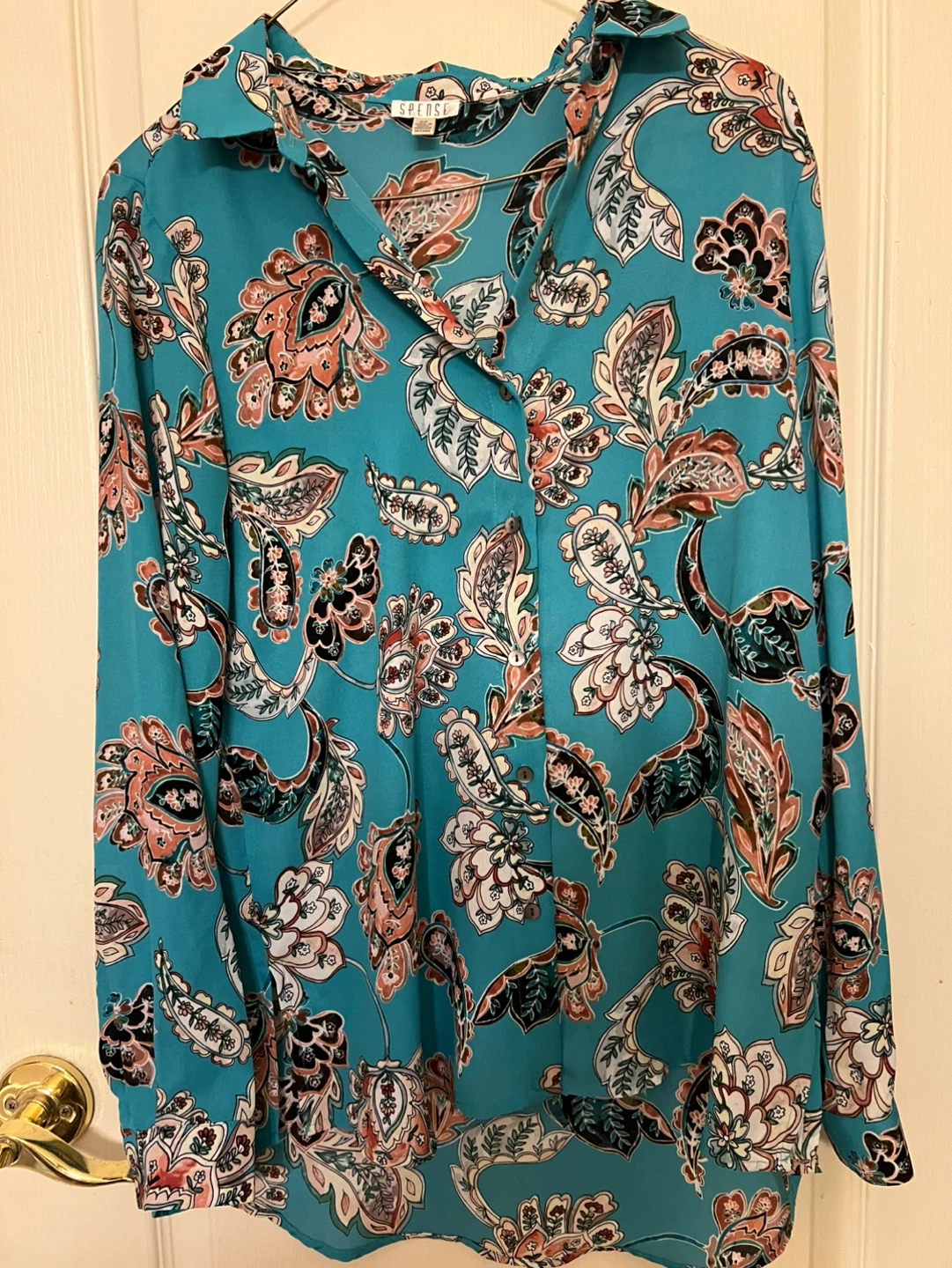 SPENSE Blue Paisley Print Button-Up Shirt - Size S/P
