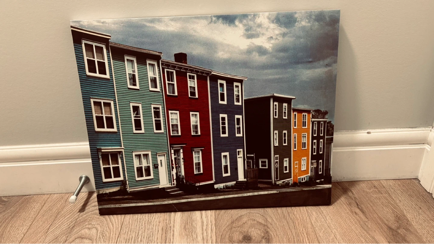 Colorful Row Houses Canvas Wall Art – Modern Cityscape