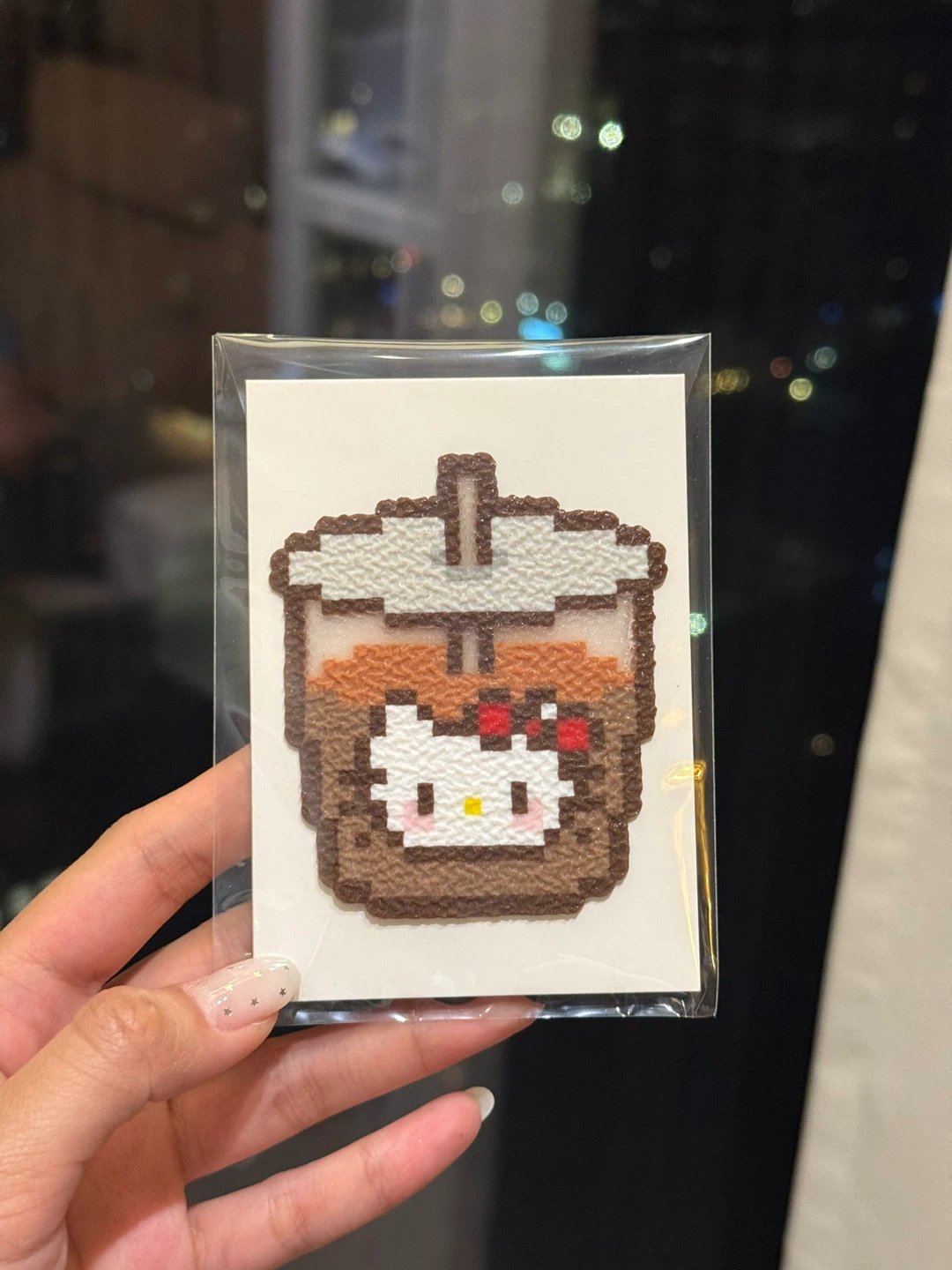 Handmade Hello Kitty Bubble Tea Perler Bead Magnet