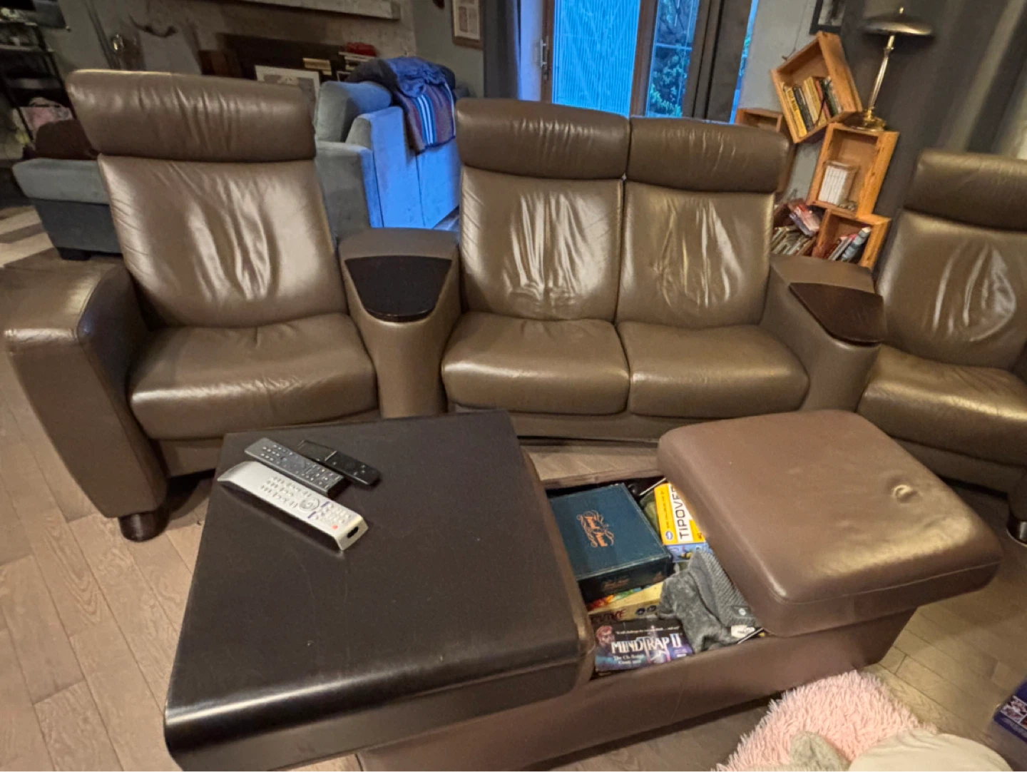Genuine Leather Ottoman with Storage - photo 3