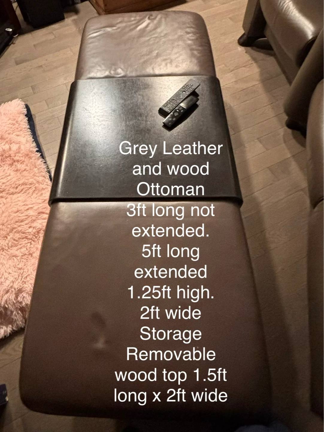 Genuine Leather Ottoman with Storage