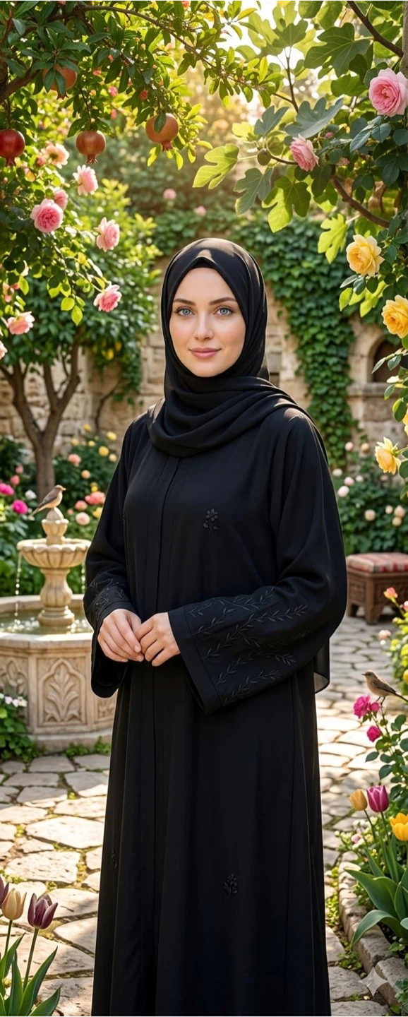 Black Abaya with Embroidered Sleeves