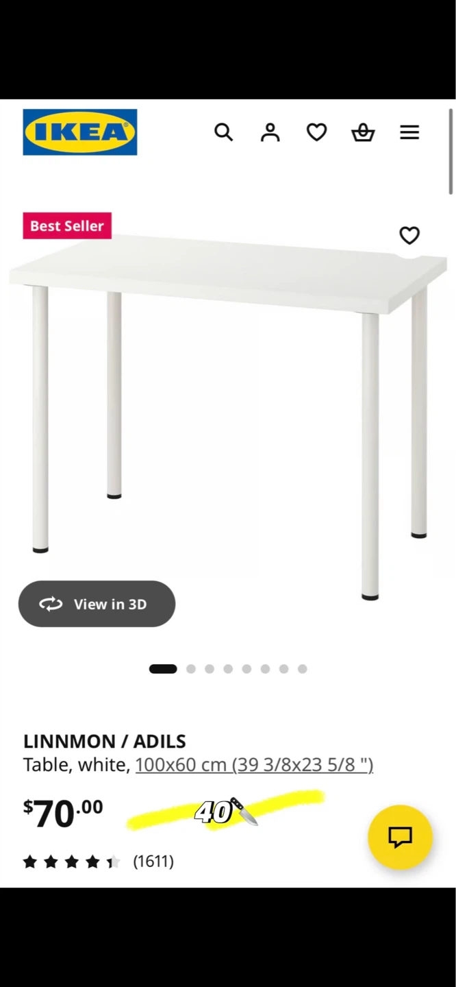 IKEA LINNMON / ADILS White Table - photo 4