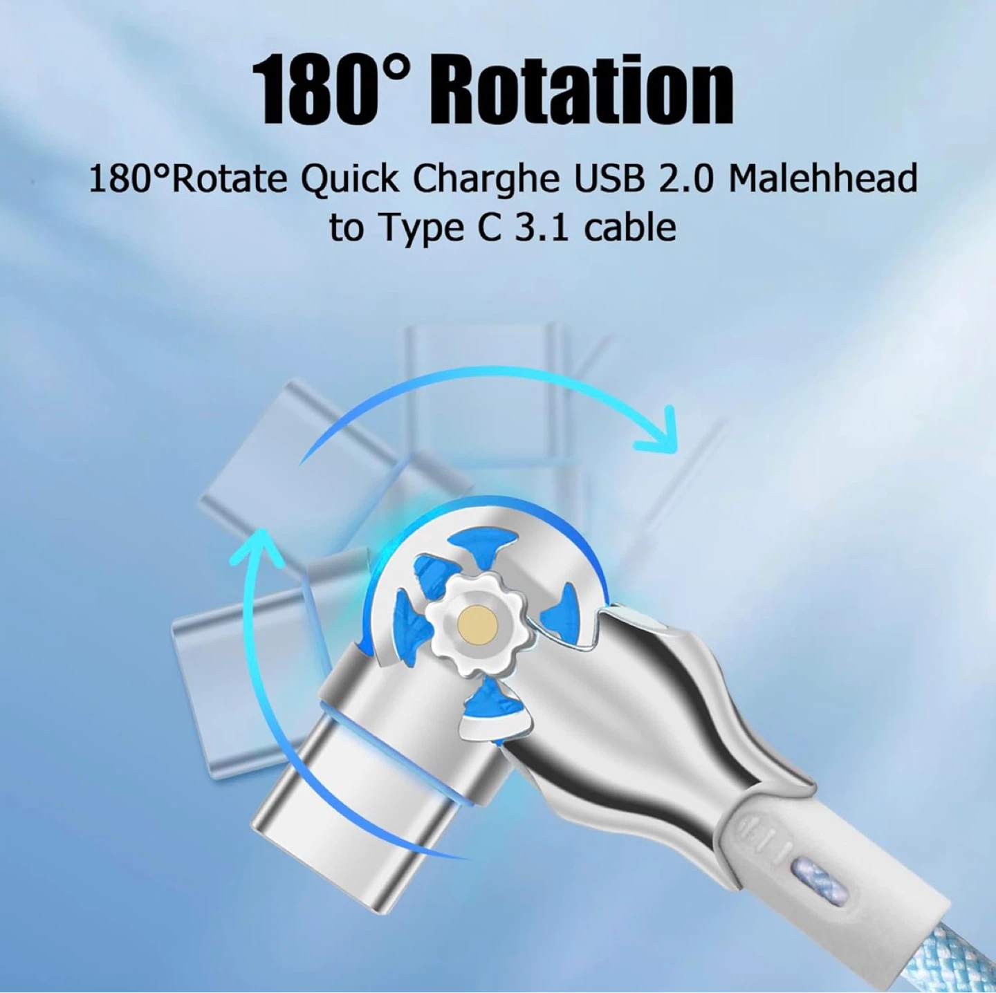 2M 180° Rotatable USB-C Cable - Nylon Braid - photo 2