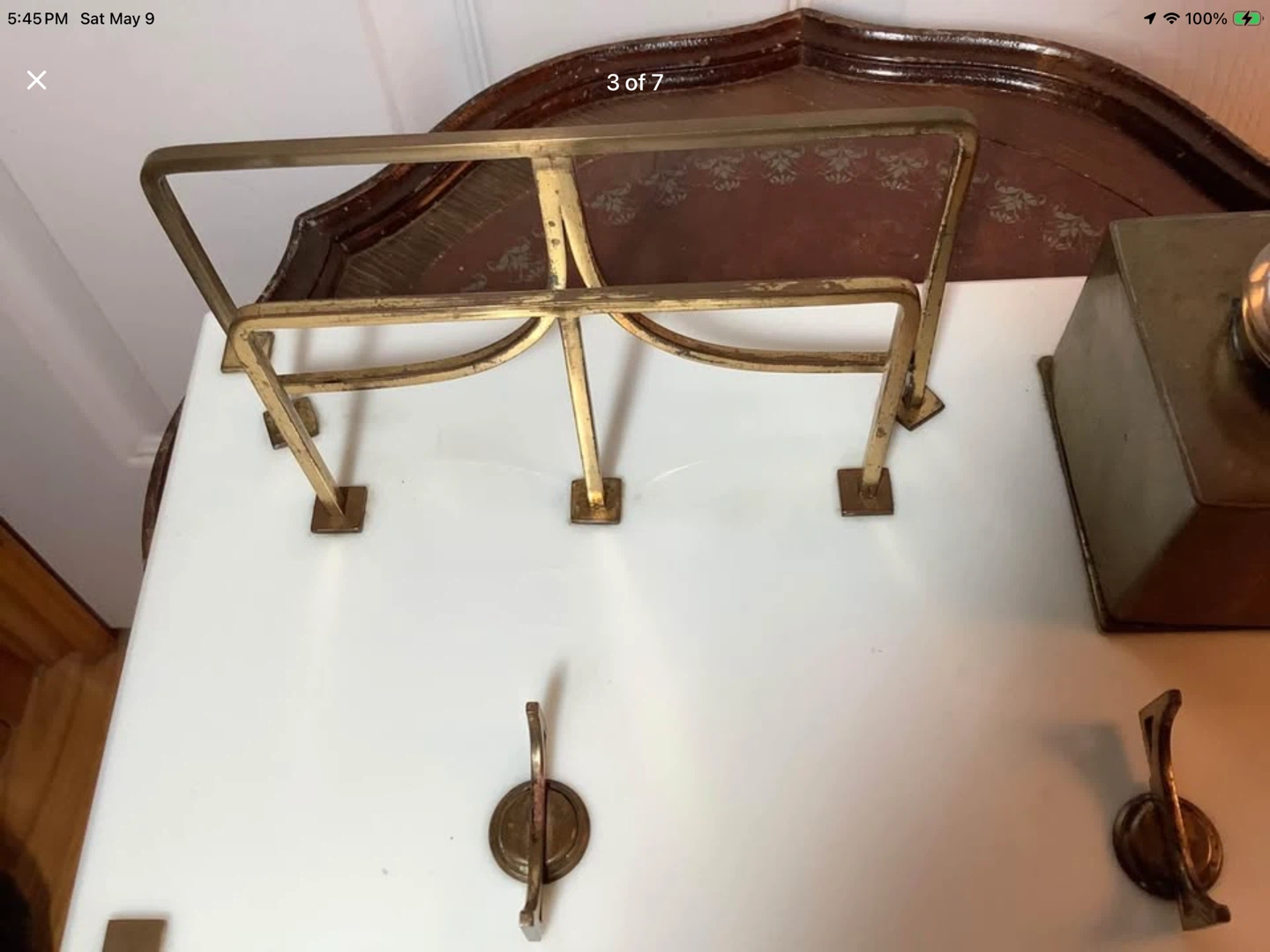 Vt Brass/Glass Inkwell Letter/Pen Holder Marble Stand 🐞 - photo 3