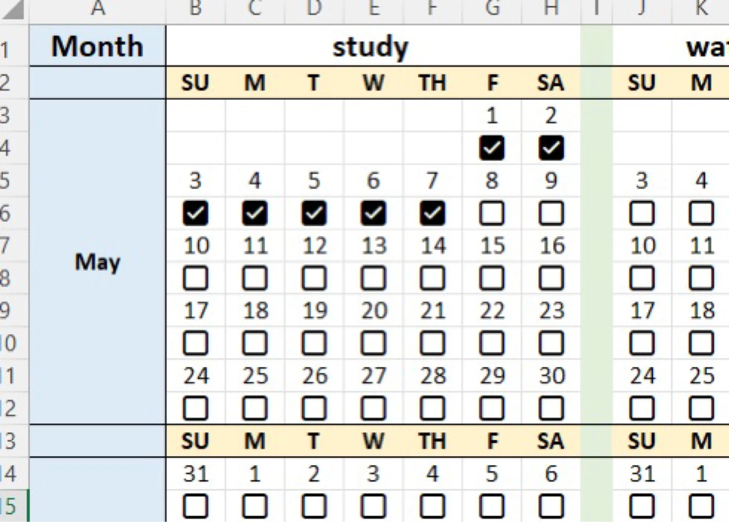 Habit Tracker Spreadsheet