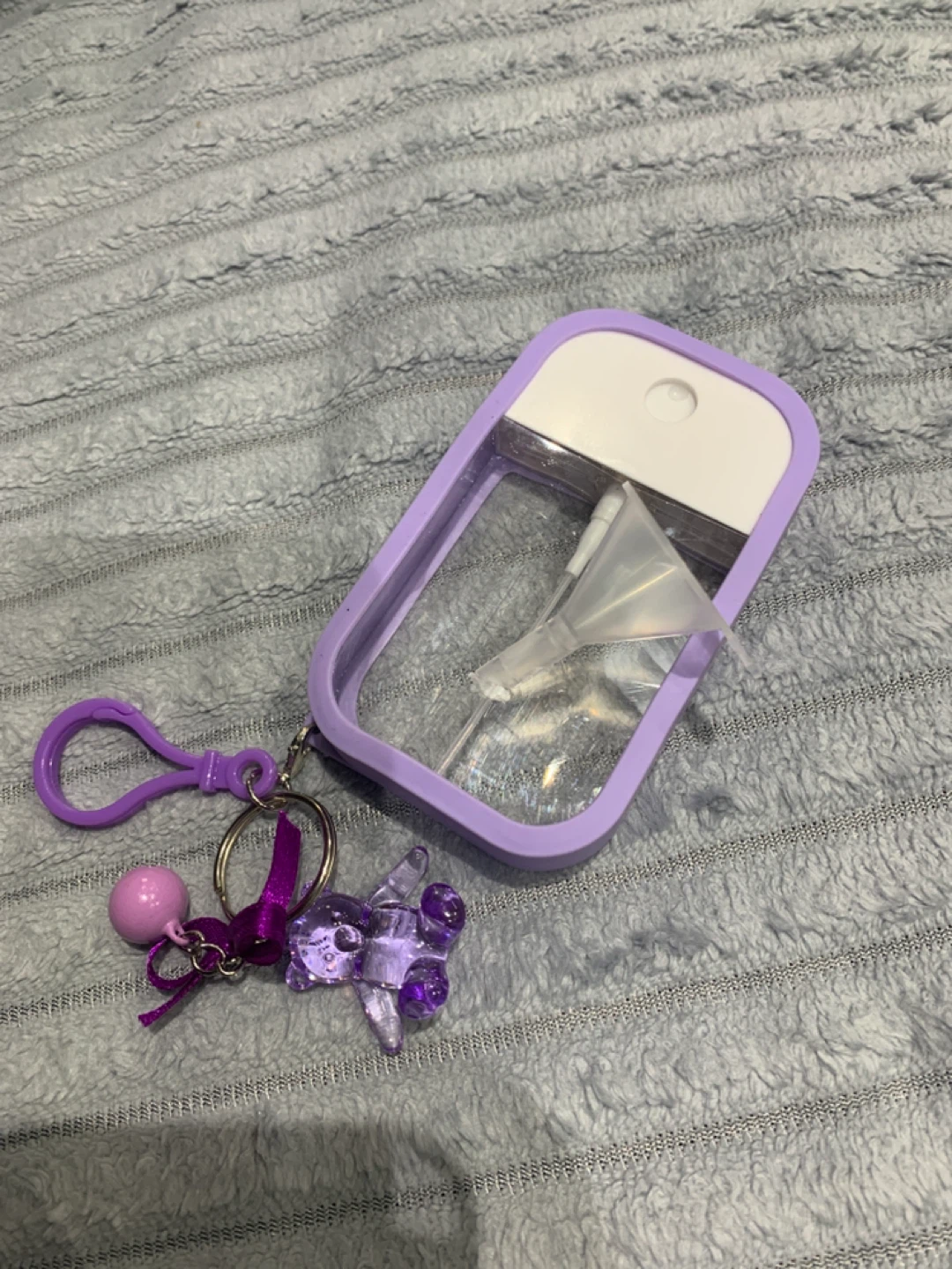Purple Hand Sanitizer Keychain Holder with Charm