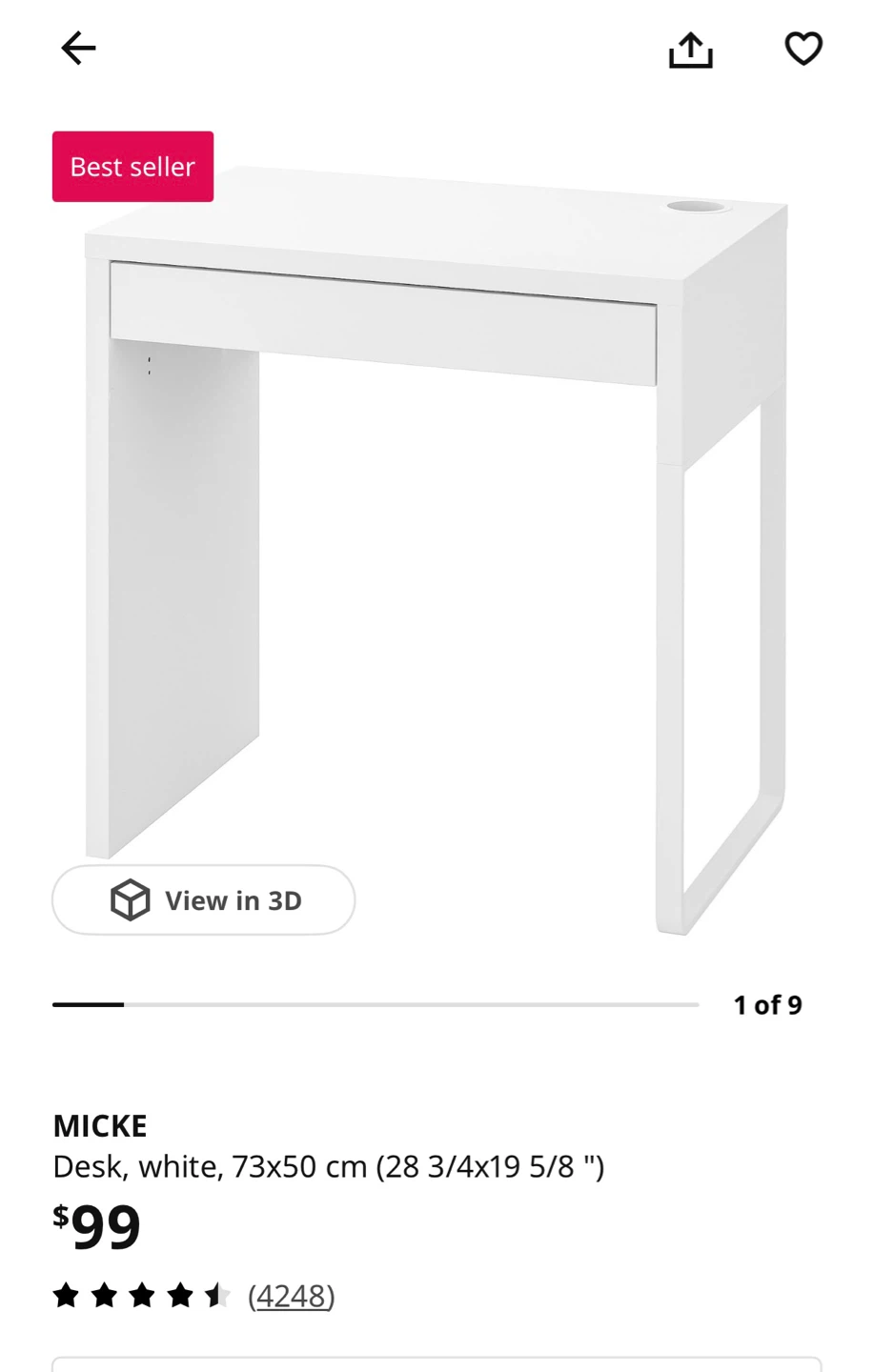IKEA MICKE Desk - White - photo 5