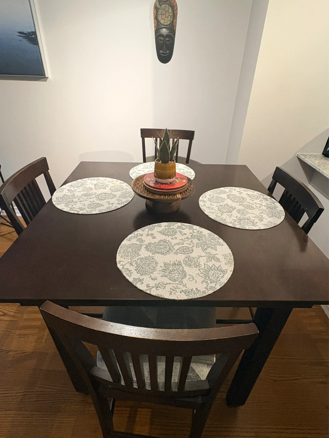 Wooden high top Dining Table and Chairs - Set of 4