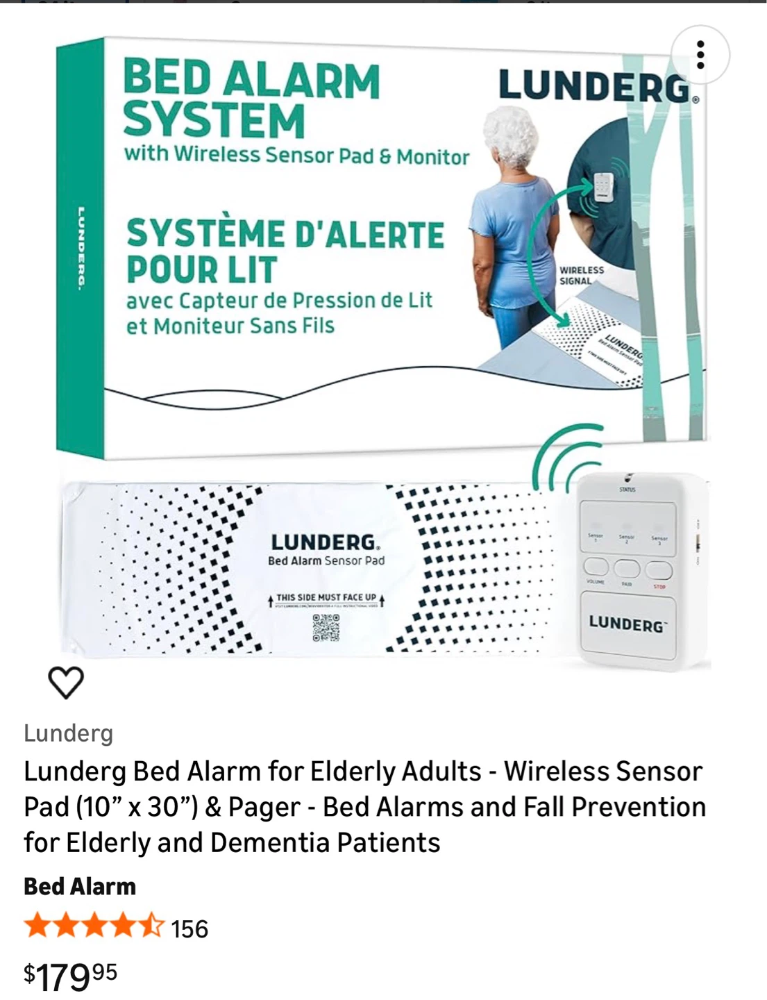 Lunderg Bed Alarm System with Wireless Sensor Pad & Monitor - photo 2