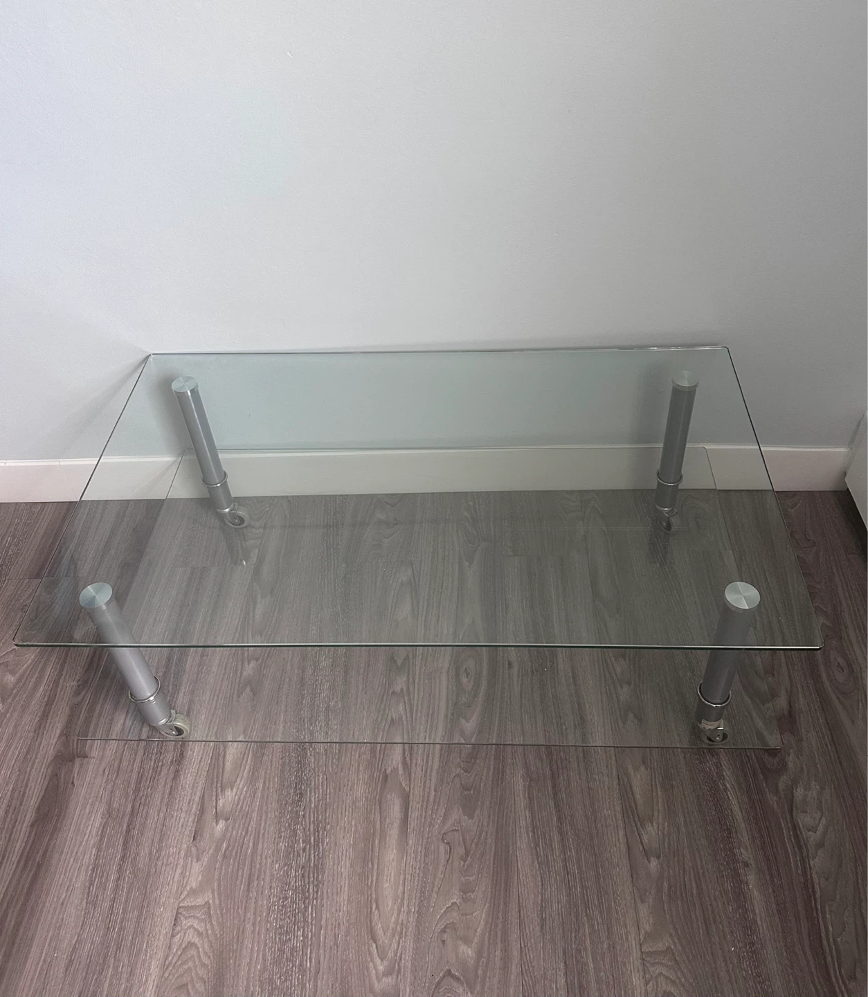 Glass Coffee Table with Silver Legs