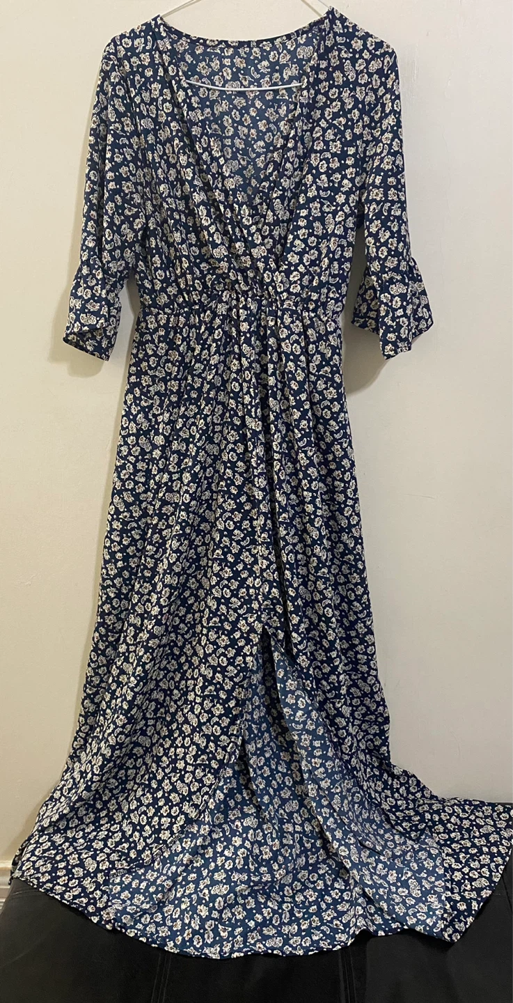 Shein Navy Floral Maxi Dress - Size M - photo 3